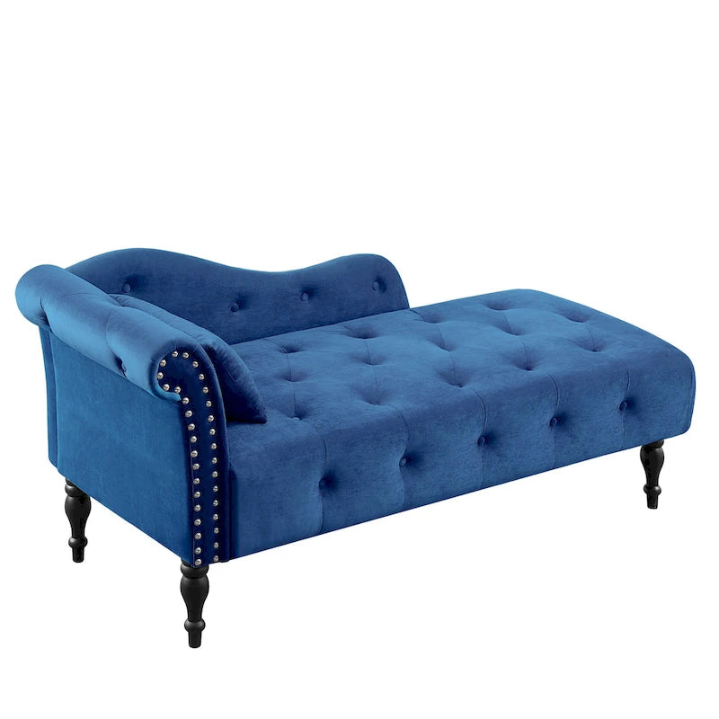 Chaise longue capitonnée en velours 60,6 cm avec clous décoratifs
