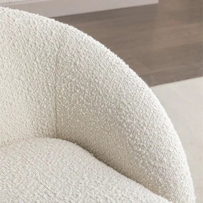 Fauteuil tonneau 31 bouclé blanc crème avec base pivotante
