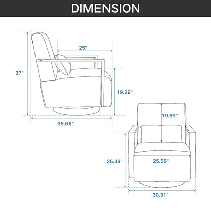 Fauteuil pivotant rembourré en lin mélangé vert pâle 30,31