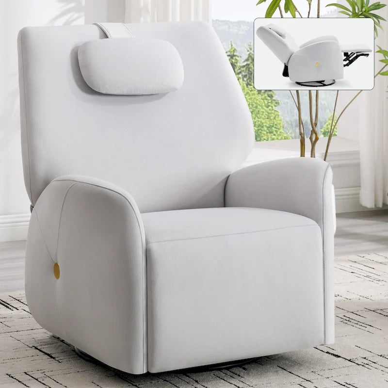 Fauteuil inclinable électrique pivotant et à bascule avec coussin de soutien lombaire et cervical, angle de rotation maximal de 270°, ports USB et Type-C