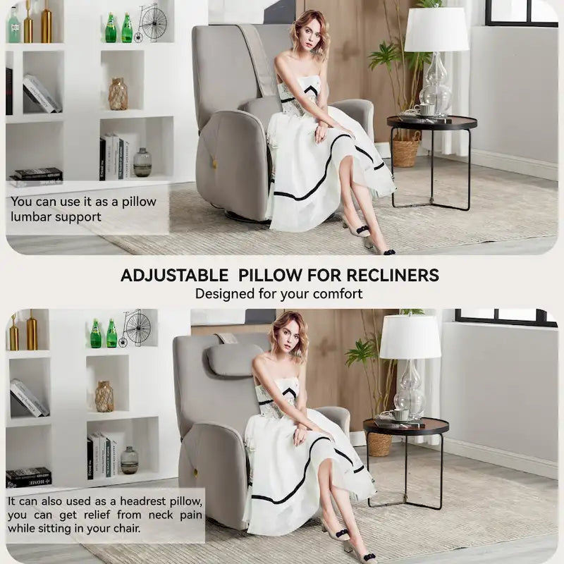 Fauteuil inclinable électrique pivotant et à bascule avec coussin de soutien lombaire et cervical, angle de rotation maximal de 270°, ports USB et Type-C
