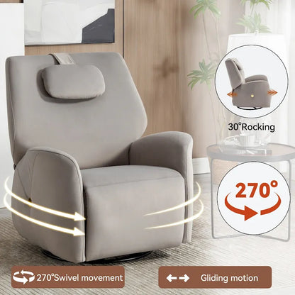 Fauteuil inclinable électrique pivotant et à bascule avec coussin de soutien lombaire et cervical, angle de rotation maximal de 270°, ports USB et Type-C