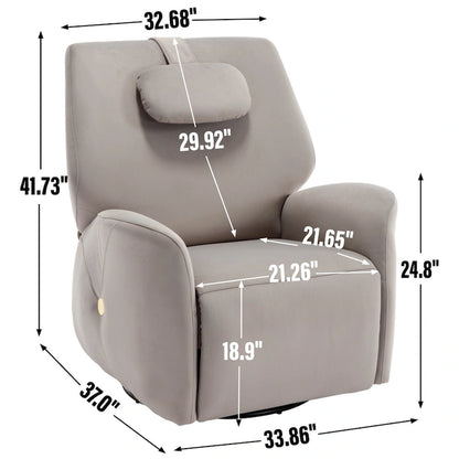 Fauteuil inclinable électrique pivotant et à bascule avec coussin de soutien lombaire et cervical, angle de rotation maximal de 270°, ports USB et Type-C