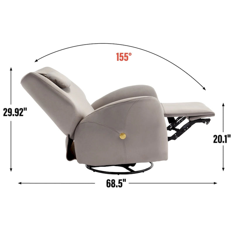 Fauteuil inclinable électrique pivotant et à bascule avec coussin de soutien lombaire et cervical, angle de rotation maximal de 270°, ports USB et Type-C