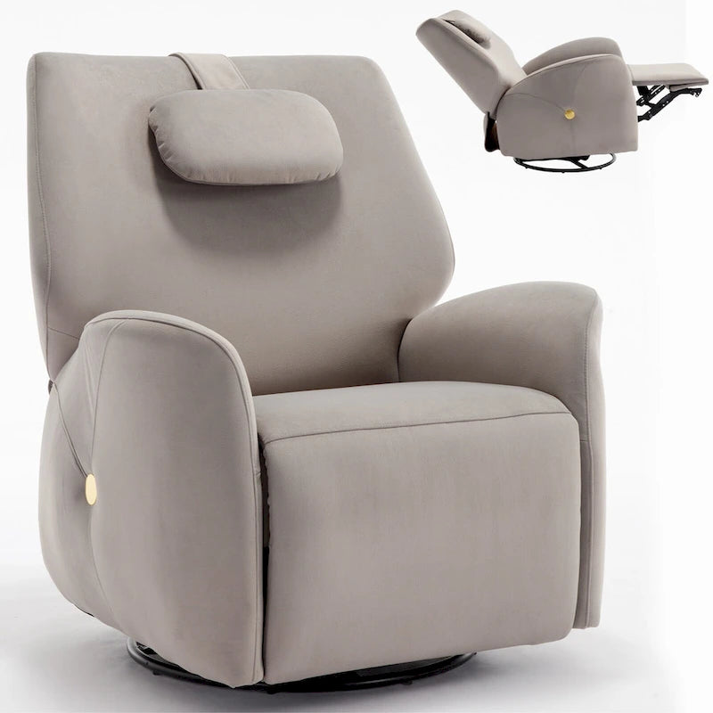 Fauteuil inclinable électrique pivotant et à bascule avec coussin de soutien lombaire et cervical, angle de rotation maximal de 270°, ports USB et Type-C