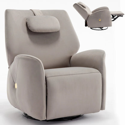 Fauteuil inclinable électrique pivotant et à bascule avec coussin de soutien lombaire et cervical, angle de rotation maximal de 270°, ports USB et Type-C