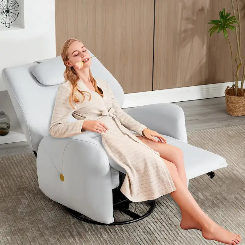 Fauteuil inclinable électrique pivotant et à bascule avec coussin de soutien lombaire et cervical, angle de rotation maximal de 270°, ports USB et Type-C