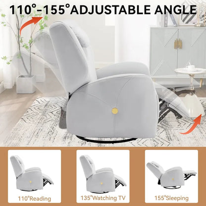 Fauteuil inclinable électrique pivotant et à bascule avec coussin de soutien lombaire et cervical, angle de rotation maximal de 270°, ports USB et Type-C