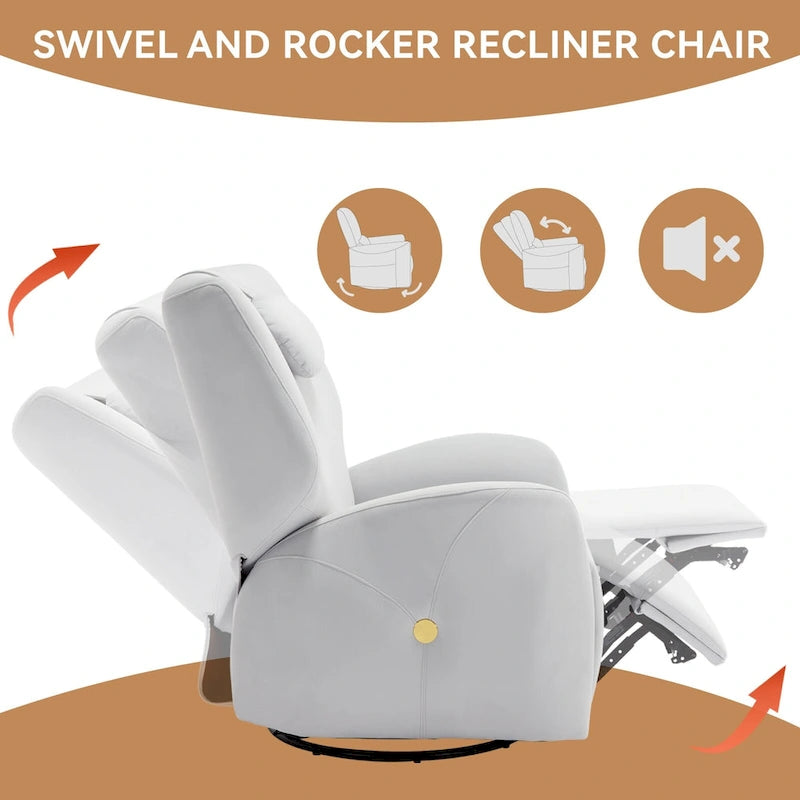 Fauteuil inclinable électrique pivotant et à bascule avec coussin de soutien lombaire et cervical, angle de rotation maximal de 270°, ports USB et Type-C