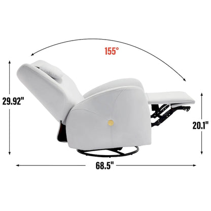 Fauteuil inclinable électrique pivotant et à bascule avec coussin de soutien lombaire et cervical, angle de rotation maximal de 270°, ports USB et Type-C