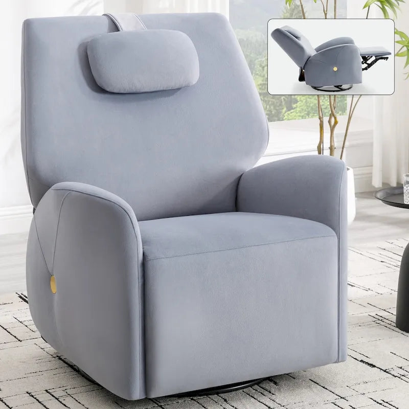 Fauteuil inclinable électrique pivotant et à bascule avec coussin de soutien lombaire et cervical, angle de rotation maximal de 270°, ports USB et Type-C