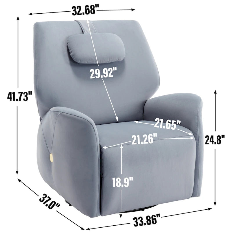 Fauteuil inclinable électrique pivotant et à bascule avec coussin de soutien lombaire et cervical, angle de rotation maximal de 270°, ports USB et Type-C