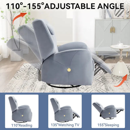 Fauteuil inclinable électrique pivotant et à bascule avec coussin de soutien lombaire et cervical, angle de rotation maximal de 270°, ports USB et Type-C