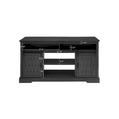 Meuble TV avec cheminée électrique et portes coulissantes de style grange (58.03) pour téléviseurs jusqu'à 65 pouces