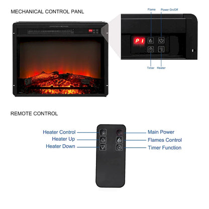 Meuble TV avec cheminée électrique et portes coulissantes de style grange (58.03) pour téléviseurs jusqu'à 65 pouces