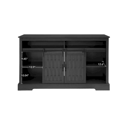 Meuble TV avec cheminée électrique et portes coulissantes de style grange (58.03) pour téléviseurs jusqu'à 65 pouces