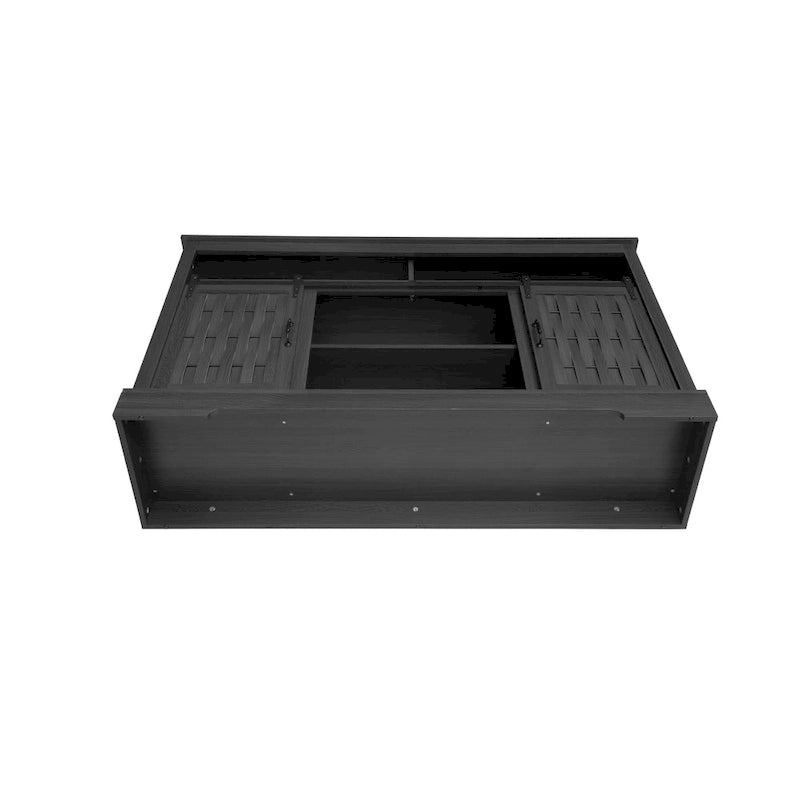 Meuble TV avec cheminée électrique et portes coulissantes de style grange (58.03) pour téléviseurs jusqu'à 65 pouces