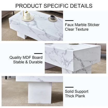 Table basse moderne et simple en MDF avec autocollant texturé