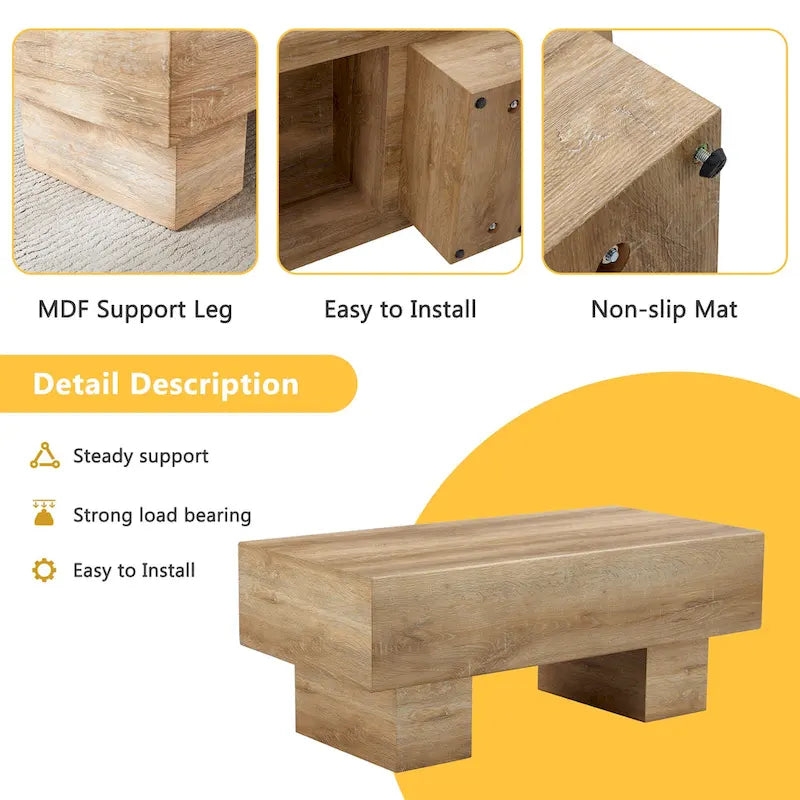 Table basse moderne et simple en MDF avec autocollant texturé