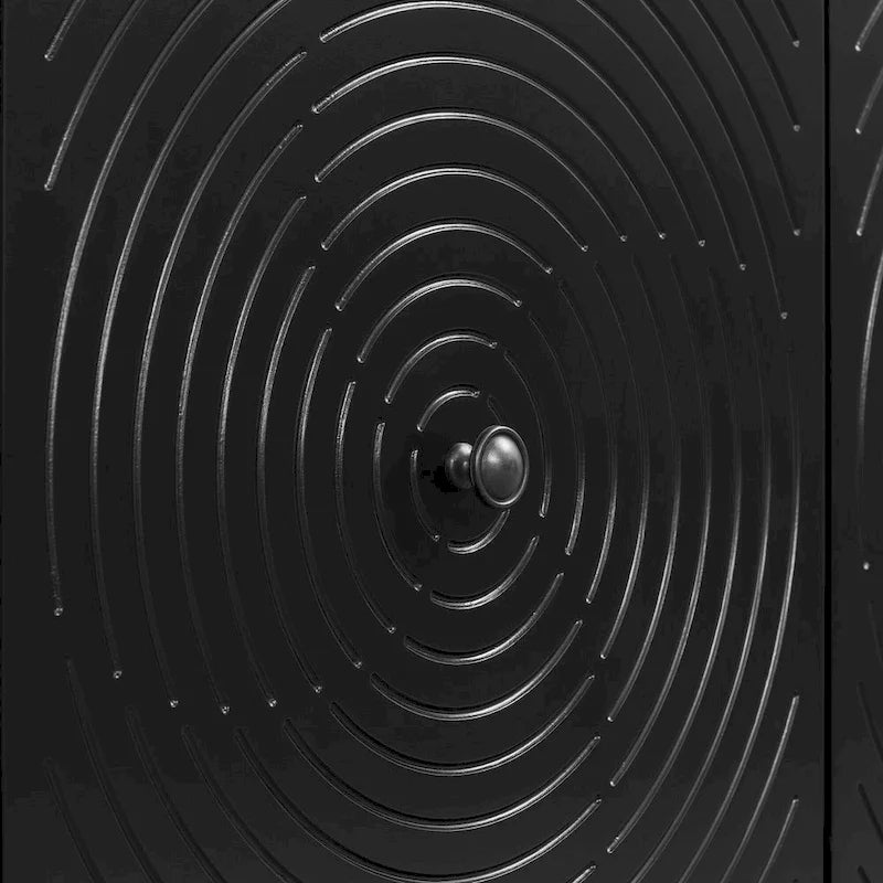 Sideboard with Curved Swirl Patterned Doors and Artistic Three-Door Design,Suitable for Living Rooms,Entrance and Study