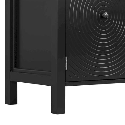 Buffet à trois portes orné de motifs en spirale et d'un design artistique, idéal pour le salon, l'entrée et le bureau.