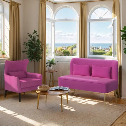 Ensemble canapé 2 pièces moderne en velours pour salon, recouvert de tissu