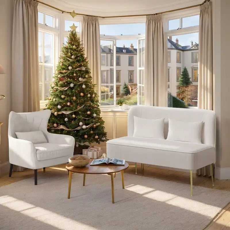 Ensemble canapé 2 pièces moderne en velours pour salon, recouvert de tissu