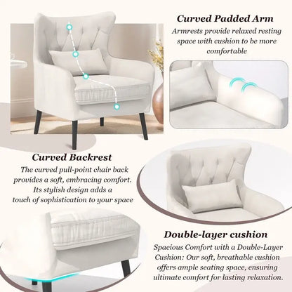 Ensemble canapé 2 pièces moderne en velours pour salon, recouvert de tissu