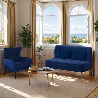 Ensemble canapé 2 pièces moderne en velours pour salon, recouvert de tissu