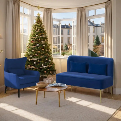 Ensemble canapé 2 pièces moderne en velours pour salon, recouvert de tissu