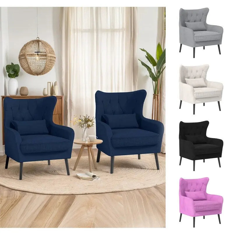 Ensemble canapé 2 pièces moderne en velours pour salon, recouvert de tissu