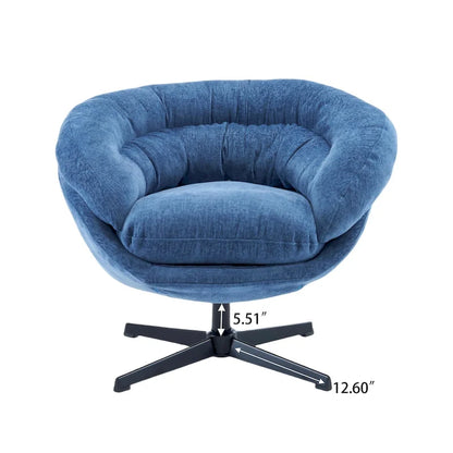 Fauteuil club/fauteuil d'appoint pivotant à 360° en chenille avec coussin amovible, fauteuil de bureau rond avec piètement en métal noir