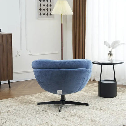 Fauteuil club/fauteuil d'appoint pivotant à 360° en chenille avec coussin amovible, fauteuil de bureau rond avec piètement en métal noir