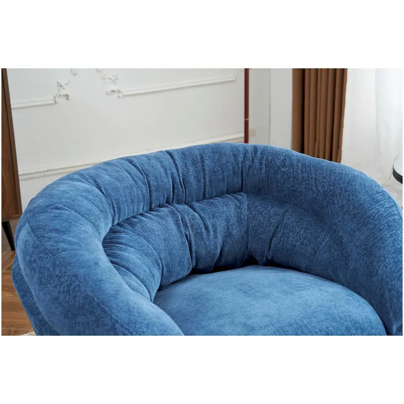 Fauteuil club/fauteuil d'appoint pivotant à 360° en chenille avec coussin amovible, fauteuil de bureau rond avec piètement en métal noir