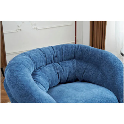 Fauteuil club/fauteuil d'appoint pivotant à 360° en chenille avec coussin amovible, fauteuil de bureau rond avec piètement en métal noir