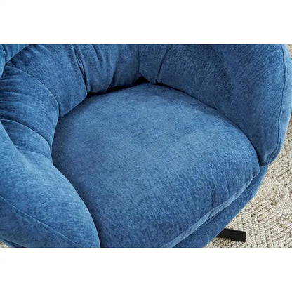 Fauteuil club/fauteuil d'appoint pivotant à 360° en chenille avec coussin amovible, fauteuil de bureau rond avec piètement en métal noir