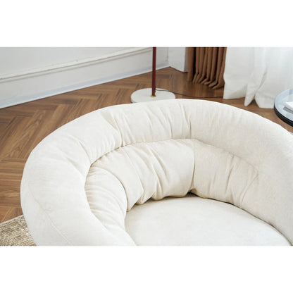 Fauteuil club/fauteuil d'appoint pivotant à 360° en chenille avec coussin amovible, fauteuil de bureau rond avec piètement en métal noir