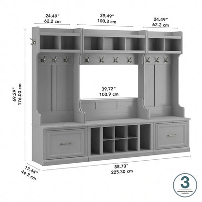 Ensemble de rangement d'entrée Woodland avec porte-manteau par Bush Furniture