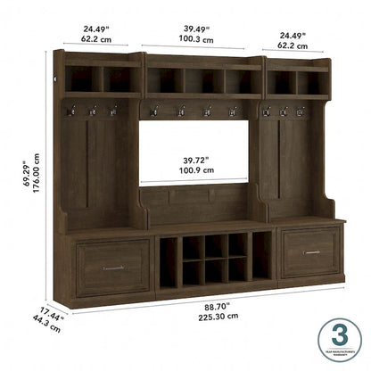 Ensemble de rangement d'entrée Woodland avec porte-manteau par Bush Furniture