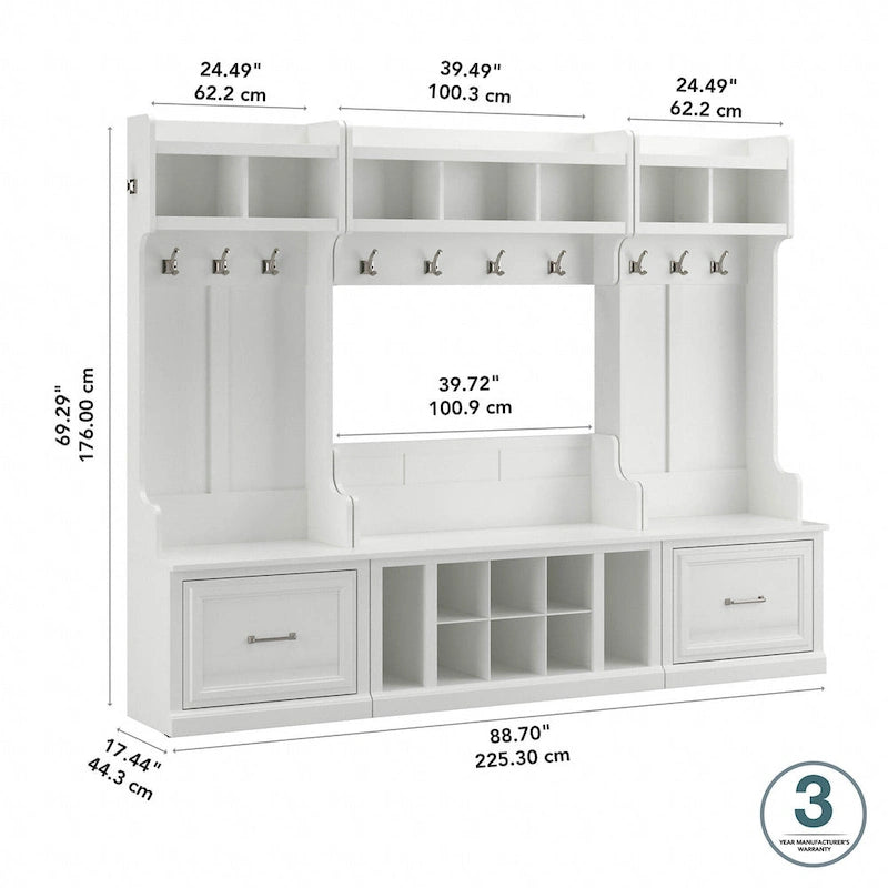 Ensemble de rangement d'entrée Woodland avec porte-manteau par Bush Furniture