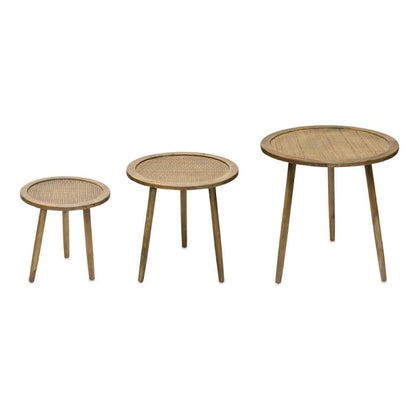 Ensemble de trois tables d'appoint rondes marron HomeRoots de 24 pouces (59 cm x 61 cm x 59 cm)