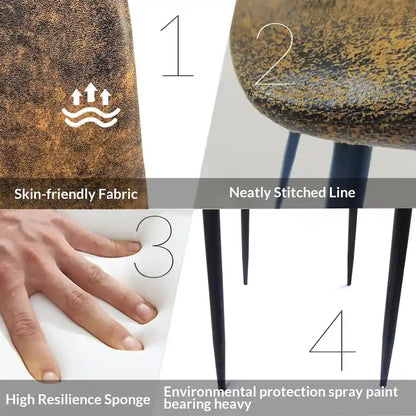 4 chaises de salle à manger avec assises en forme de cuillère et pieds en métal noir