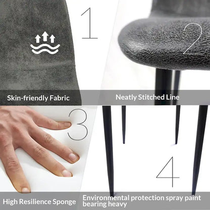 4 chaises de salle à manger avec assises en forme de cuillère et pieds en métal noir