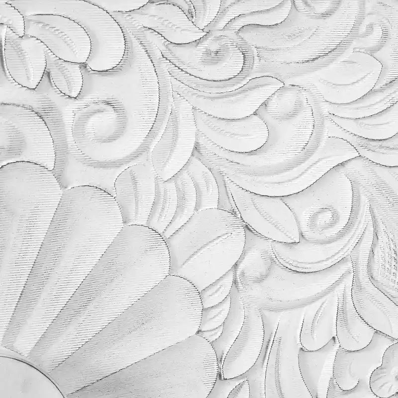 Buffet de rangement avec étagères et porte ornée d'un motif floral de lys, par GDFStudio