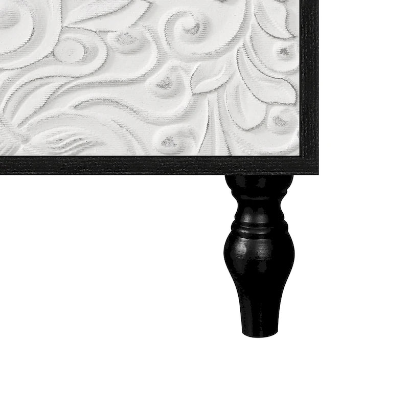 Buffet de rangement avec étagères et porte ornée d'un motif floral de lys, par GDFStudio