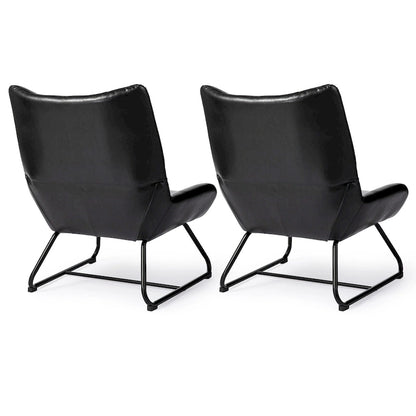 Ensemble de 2 fauteuils d'appoint Glitzhome à oreilles en similicuir de 35,5 po de hauteur avec pieds en métal