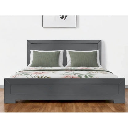 HomeRoots Gray Inlaid Panels Wood Queen Bed Frame