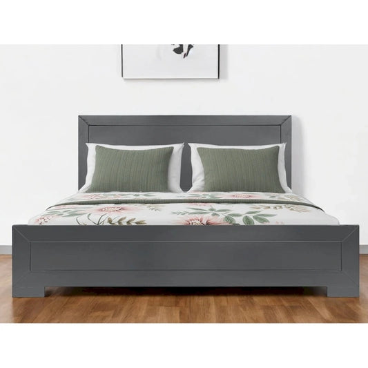 HomeRoots Gray Inlaid Panels Wood Queen Bed Frame