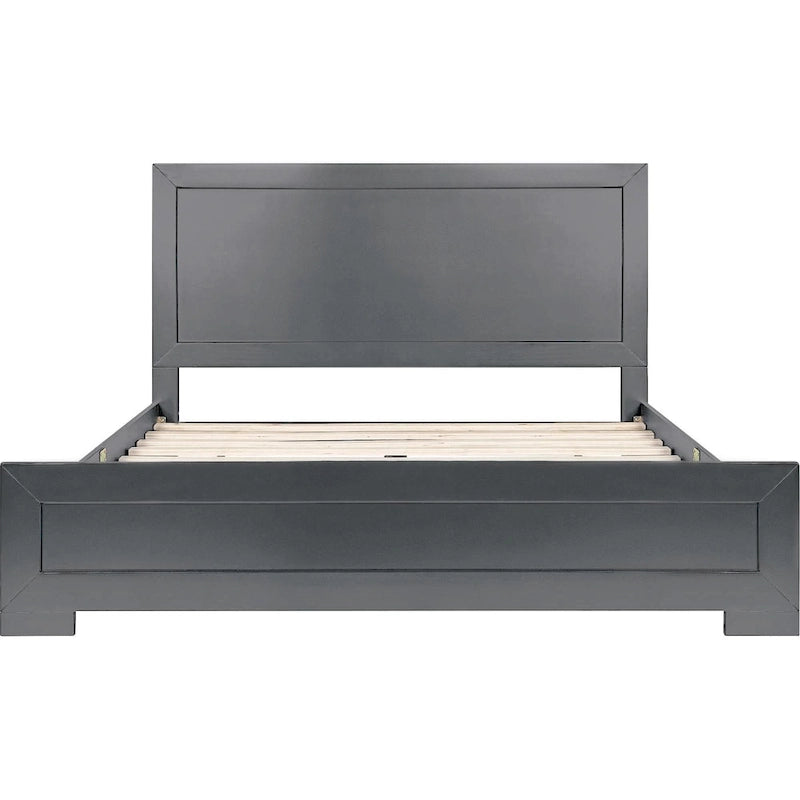 Cadre de lit queen en bois à panneaux incrustés gris HomeRoots