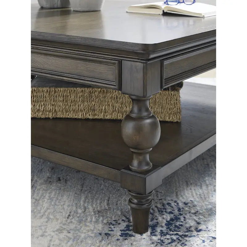 Table basse carrée marron foncé Signature Design by Ashley Veramond - 42 po L x 42 po P x 18,63 po H